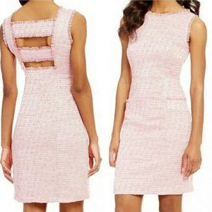 Adrianna Papell Onassis Tweed Trimmed Shift Dress, Pink/Multi